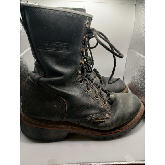 Vintage 1964 Black Leather Men’s Size 11" 11.5" Num Tec Soles Removeable Flap - Picture 6 of 10